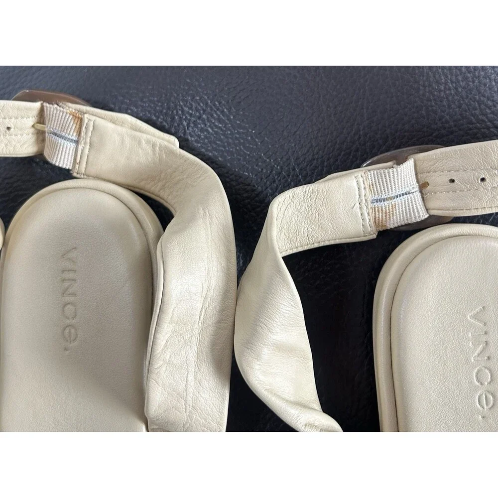 Vince Reza Ankle Strap Sandals Soft Leather Cream Col Sz 39 EU/9 M